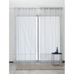 Voilage à oeillets uni blanc motifs carreaux de ciment