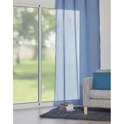 Voilage à oeillets uni bleu