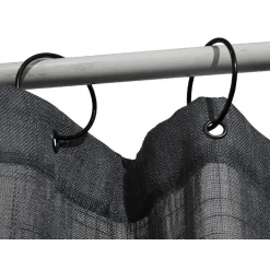 Voilage à oeillets uni bleu avec suspension anneaux