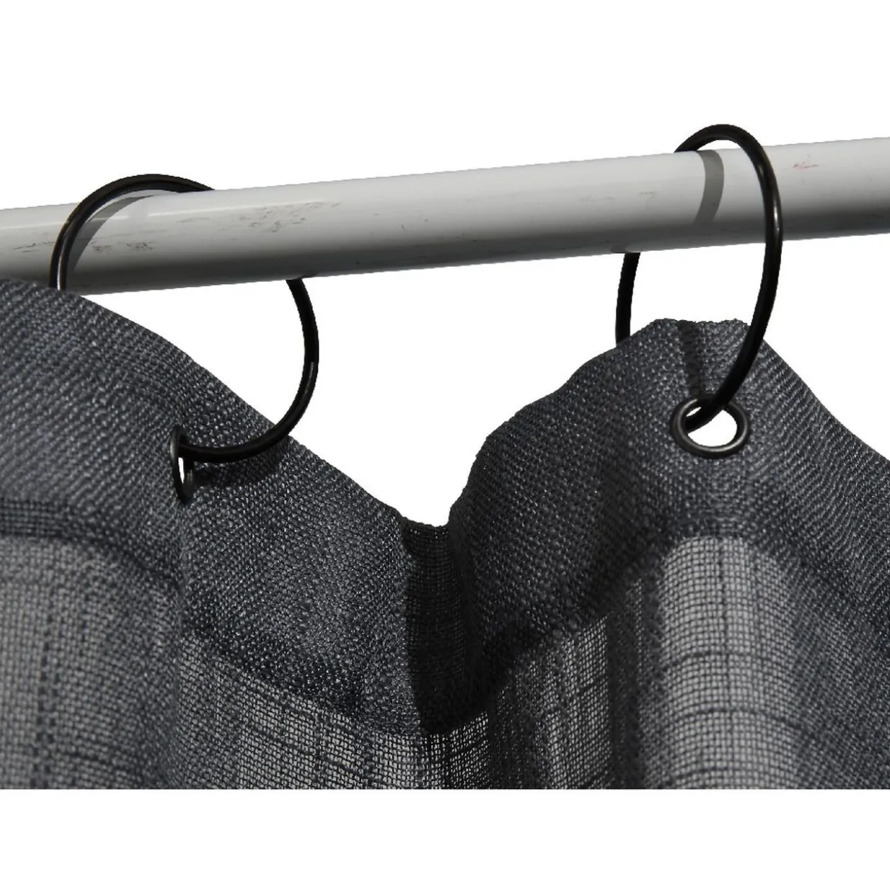 Voilage à oeillets uni bleu avec suspension anneaux