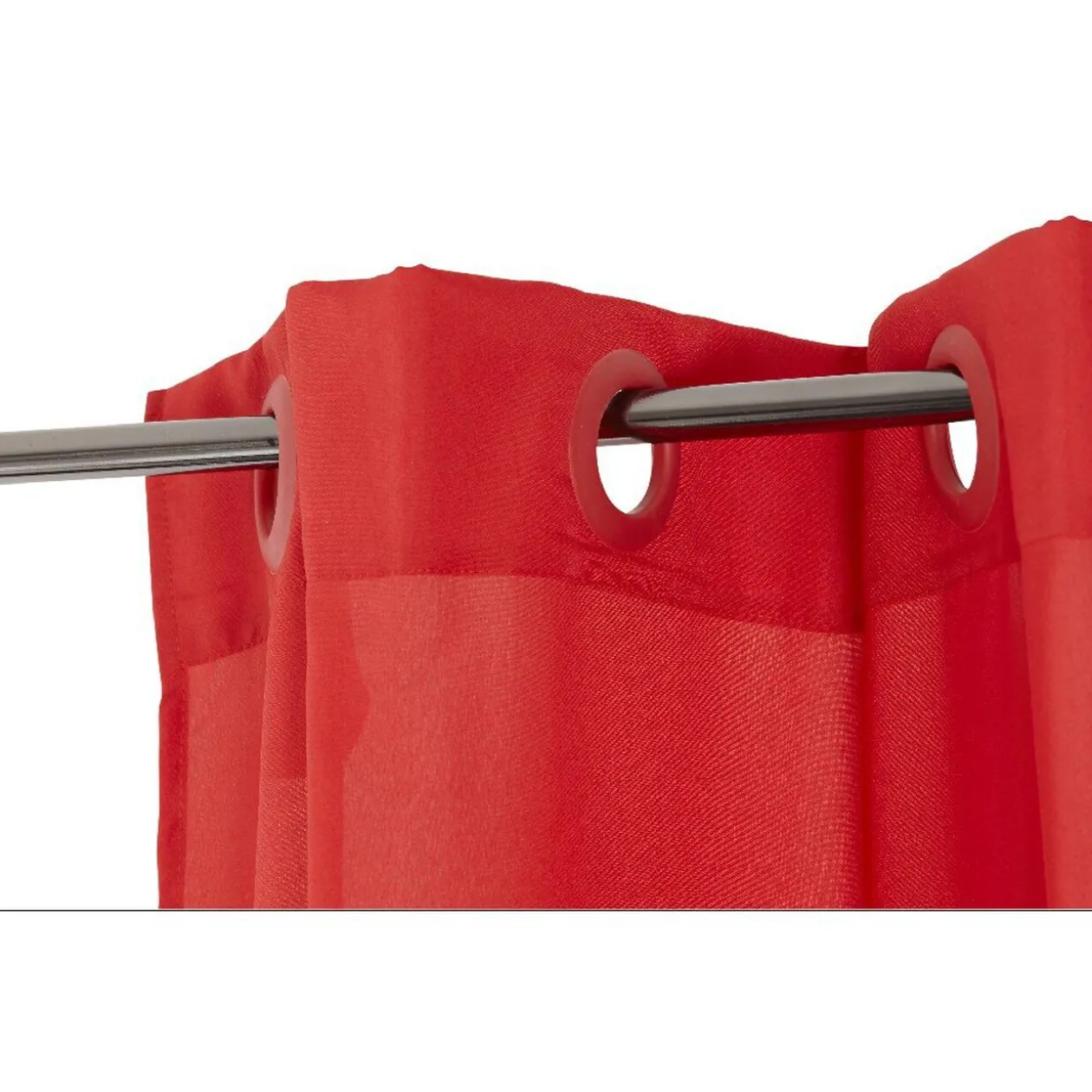 Voilage à oeillets uni rouge