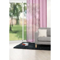 Voilage 6 oeillets violet figue arabesque