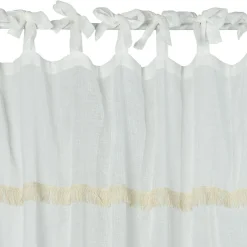Voilage à passants Pomy Fantaisie tissé blanc avec franges