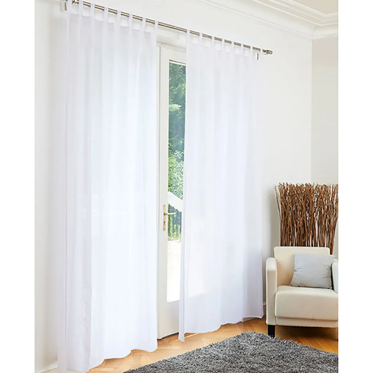 Voilage à passants uni blanc 140x240cm