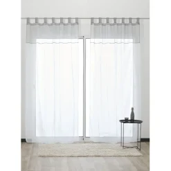 Voilage à pattes bicolore blanc et gris