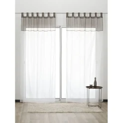 Voilage à pattes bicolore blanc et taupe