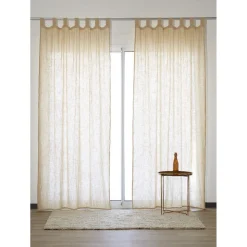 Voilage à pattes effet coton lavé beige