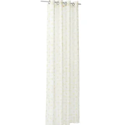 Voilage blanc formes géométriques jaunes