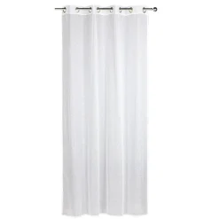 Voilage droit à oeillets effet lin blanc