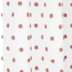Voilage polyester à pompon 140x240cm blanc et rose