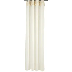 Voilage polyester uni finition pompons