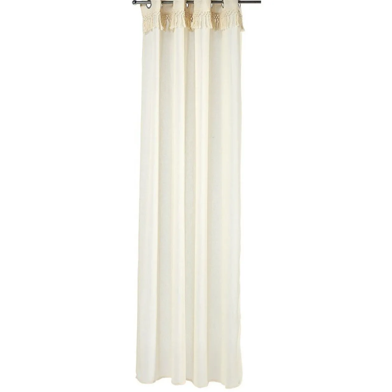 Voilage polyester uni finition pompons