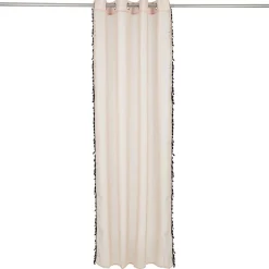 Voilage polyester 140x240cm bordure pompons noir