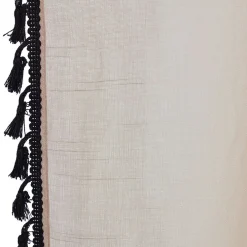 Voilage polyester 140x240cm bordure pompons noir