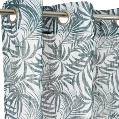 Voilage polyester 140x240cm imprimé feuillage blanc et vert