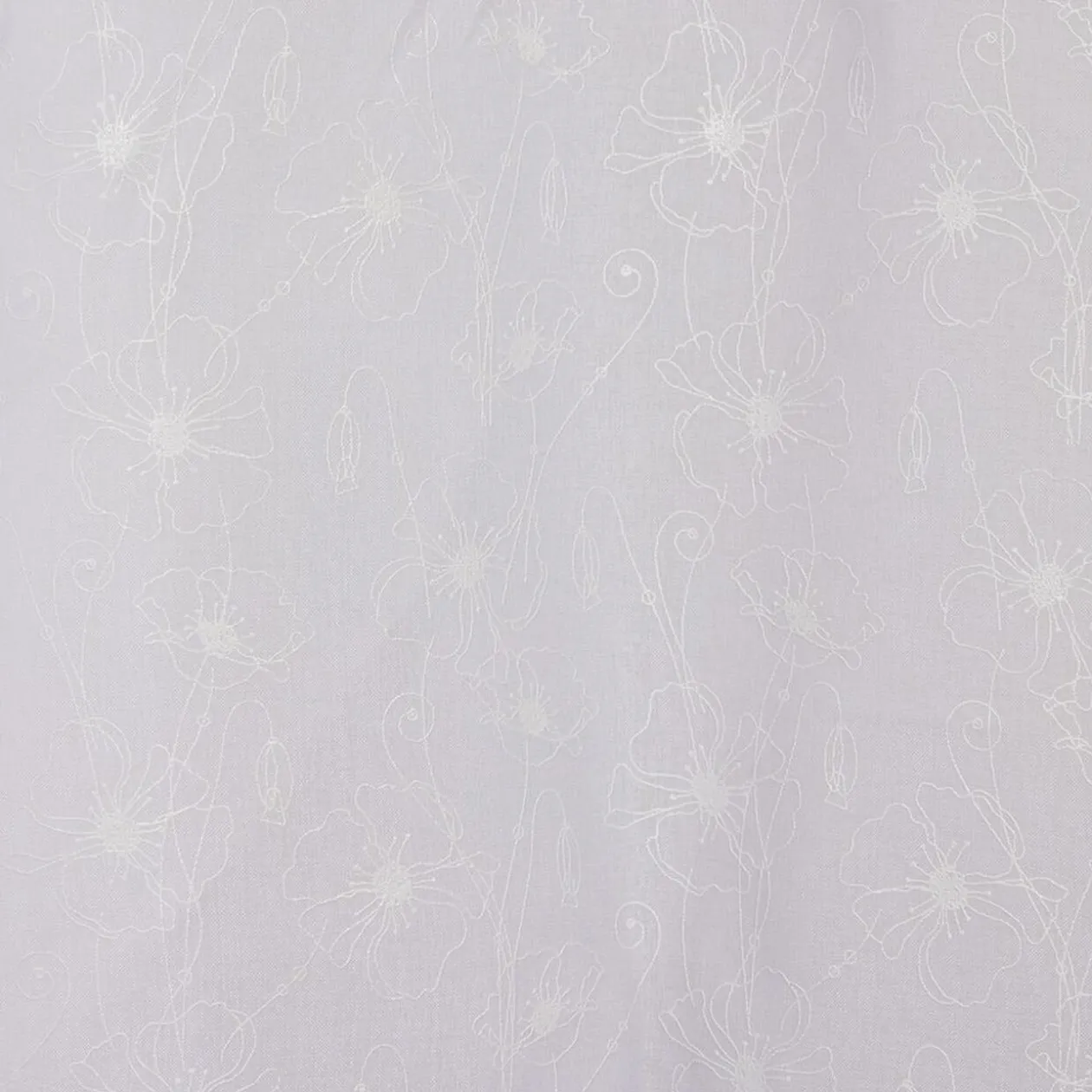 Voilage polyester 140x240cm motif floral blanc