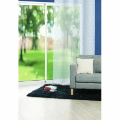 Voilage pompons 8 oeillets blanc