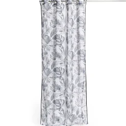 Voilage 140x240cm imprimé feuillage gris