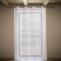 Voilage 140x240cm ligne surpiqûre polyester blanc