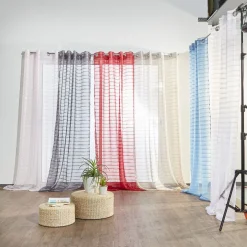 Voilages rayures horizontales transparentes