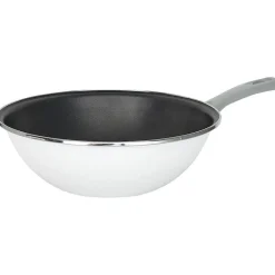 Wok acier émaillé noir et blanc Ø28cm